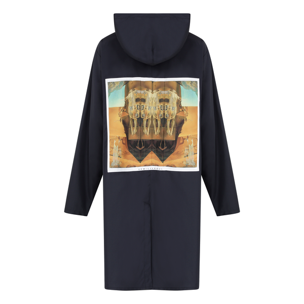 Printed Hooded Raincoat (Navy Blue)