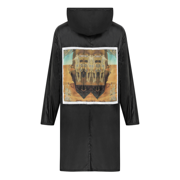 Printed Hooded Raincoat (Black)